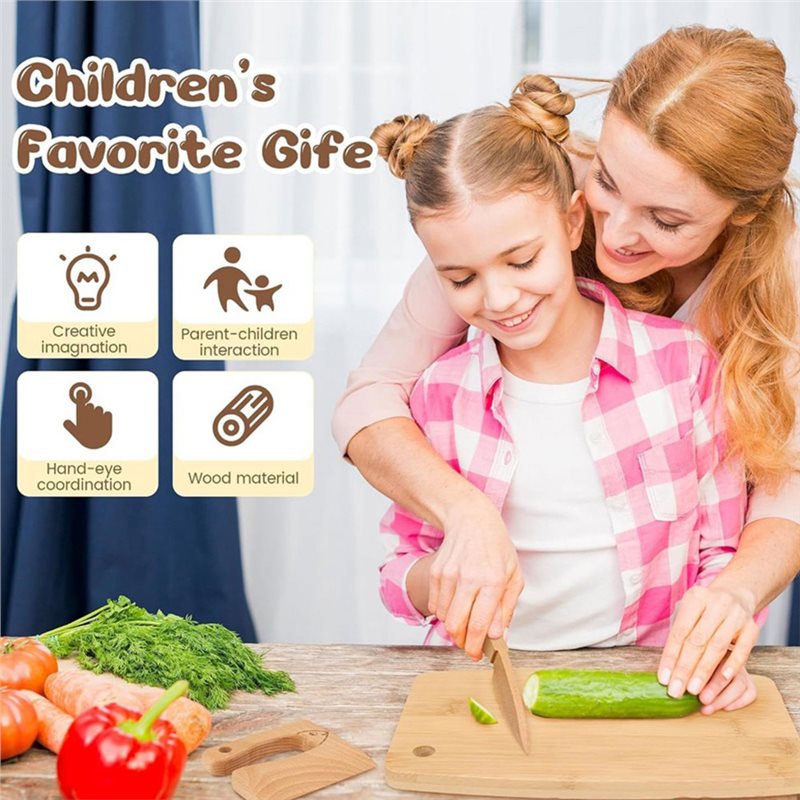 SHGO-Wooden Kids Knife And Tod - Kitchen Kids Baking Set ulasan dan harga